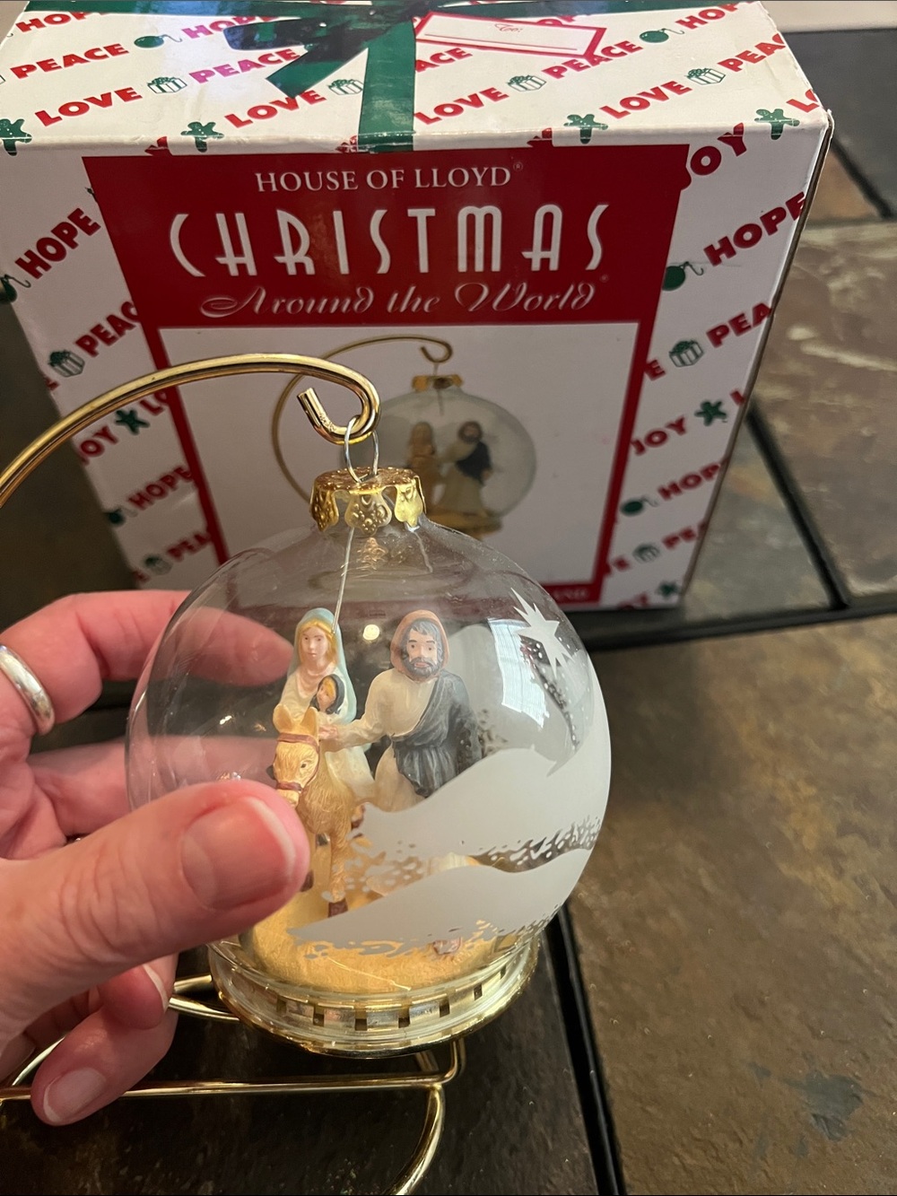 House of Lloyd Christmas Around the World Nativity Glass Ornament and Stand- EUC